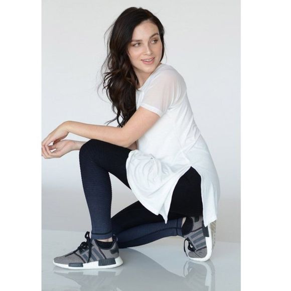 Athleisure Side Slit Mesh Sleeve Top - Picture 4 of 4